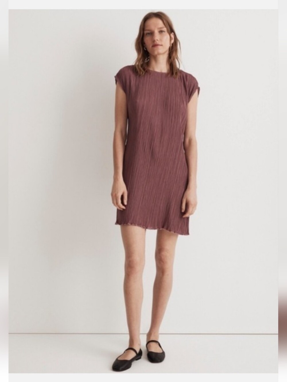 Madewell Plisse Mauve Mini Dress